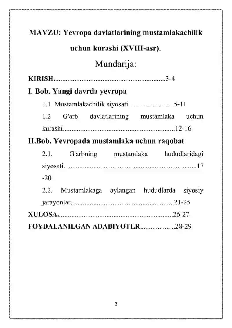 Yevropa davlatlarining mustamlakachilik uchun kurashi 2