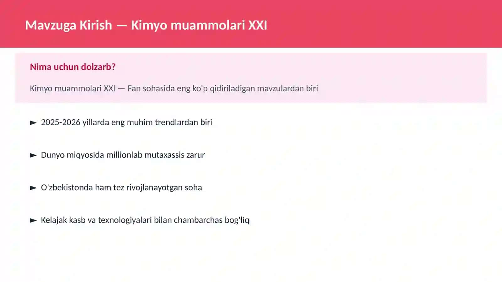 Kimyo muammolari XXI 2