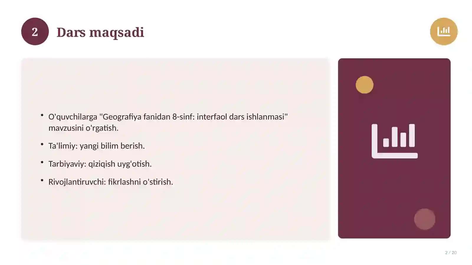 Geografiya fanidan 8-sinf: interfaol dars ishlanmasi 2