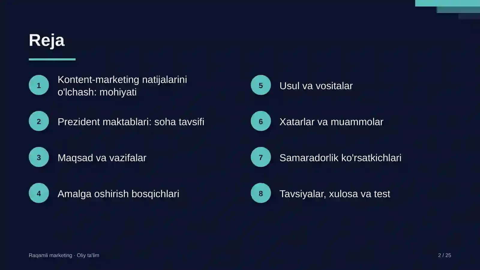 [Prezident maktablarida kontent-marketing natijalarini o'lchash] 2