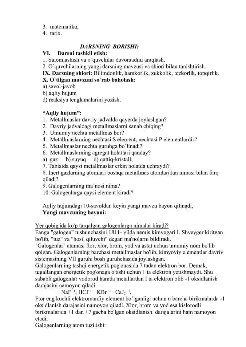 KIMYODAN  OCHIQ DARS QOLLANMASI 2