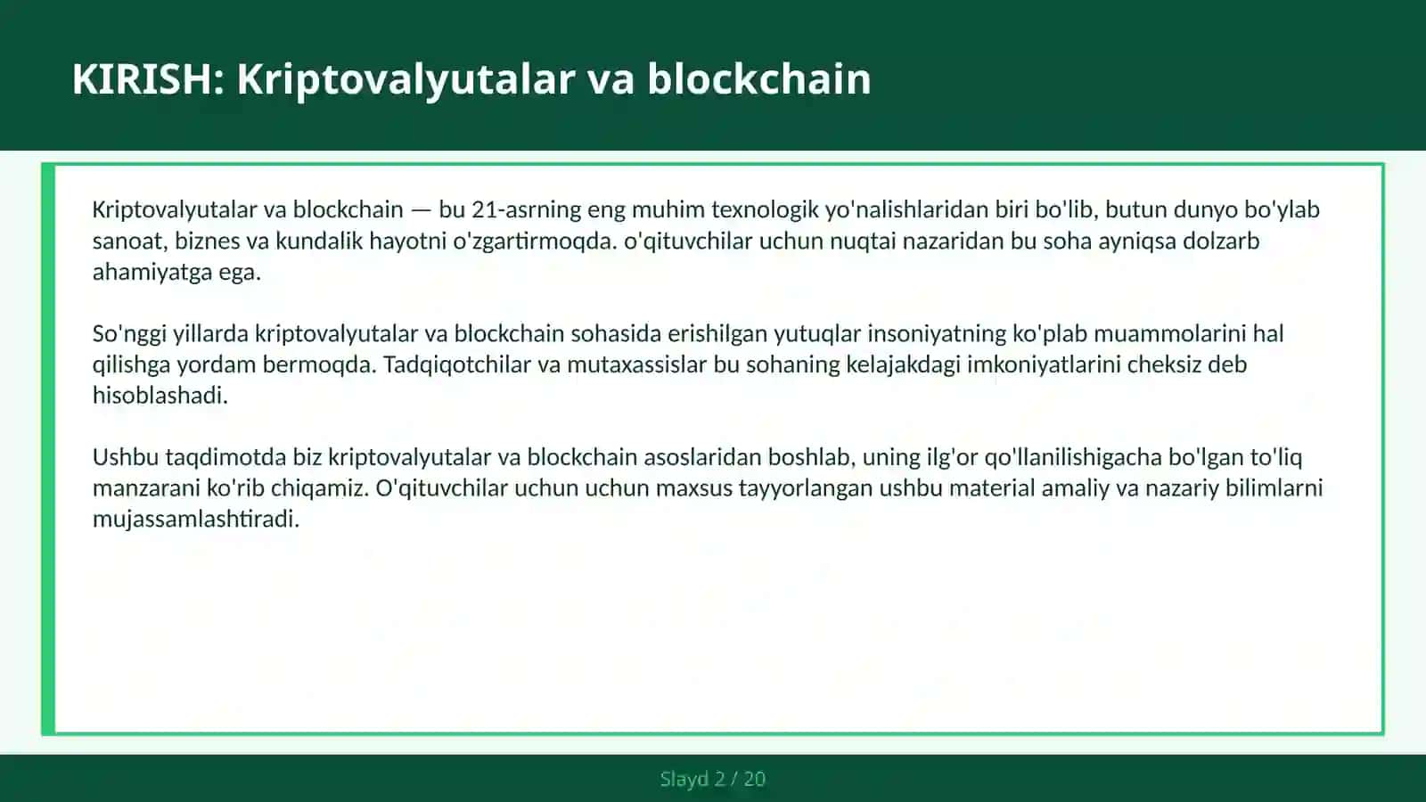KRIPTOVALYUTALAR VA BLOCKCHAIN 2