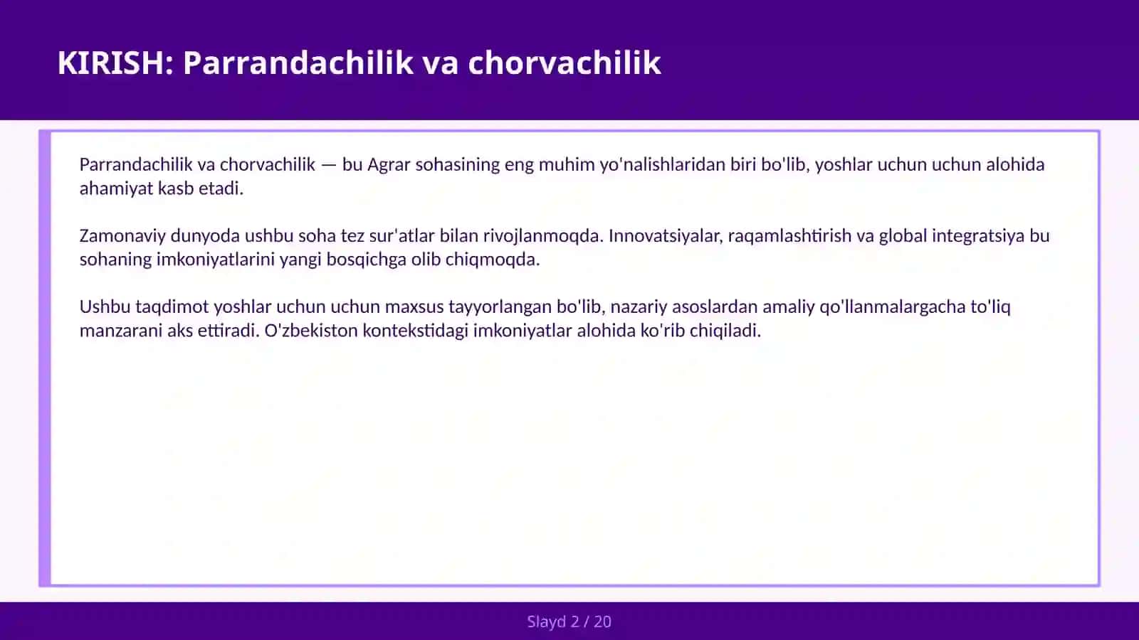 Parrandachilik va chorvachilik 2