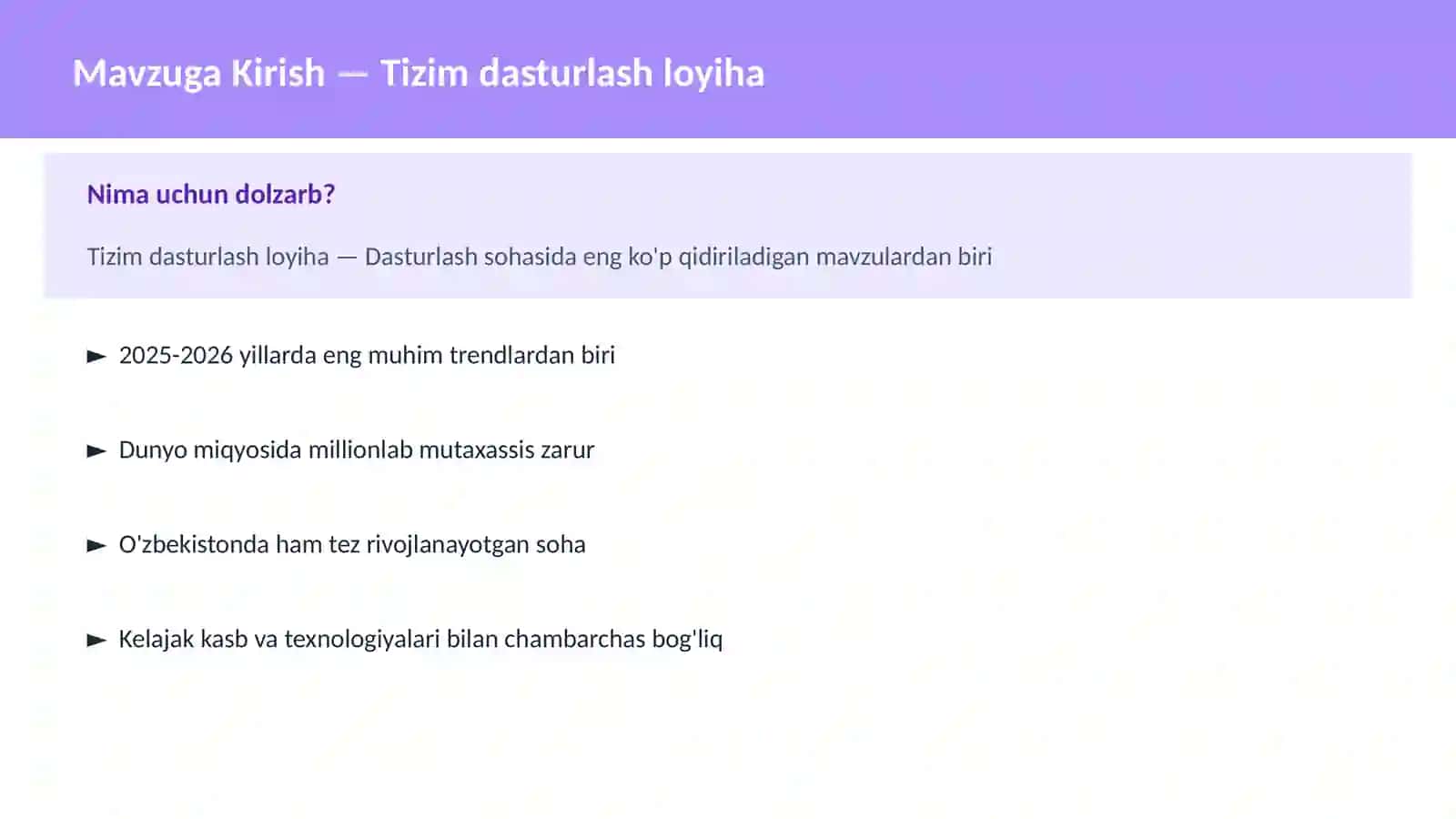 Tizim dasturlash loyiha 2