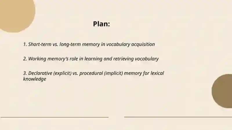 Analyzing types of memory in vocabulary 2