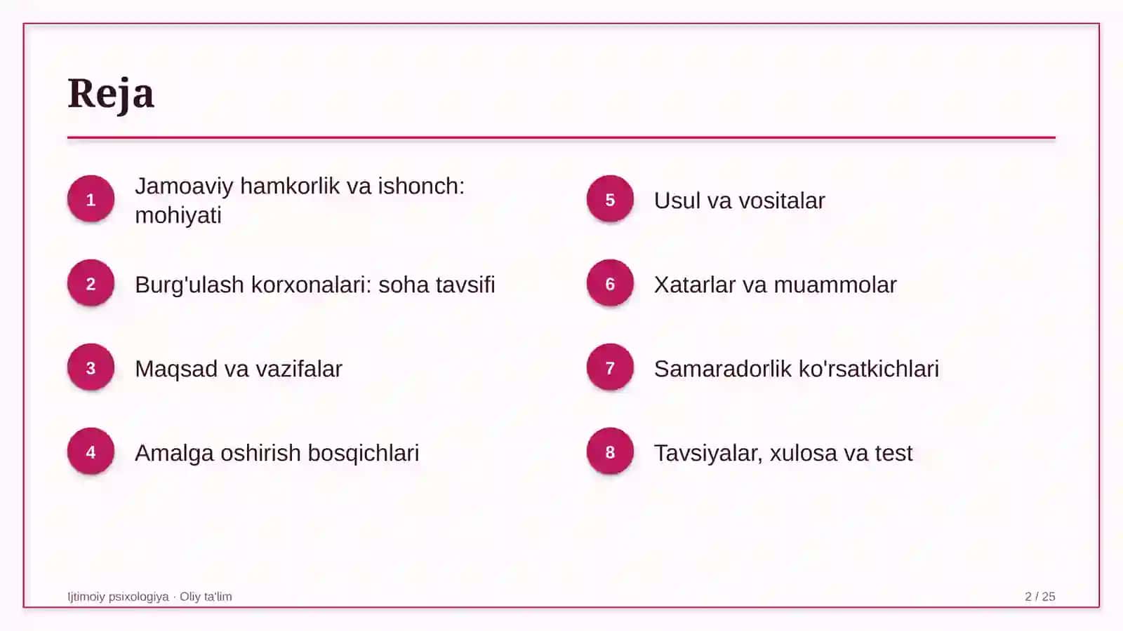 IJTIMOIY PSIXOLOGIYA · OLIY TA'LIM 2