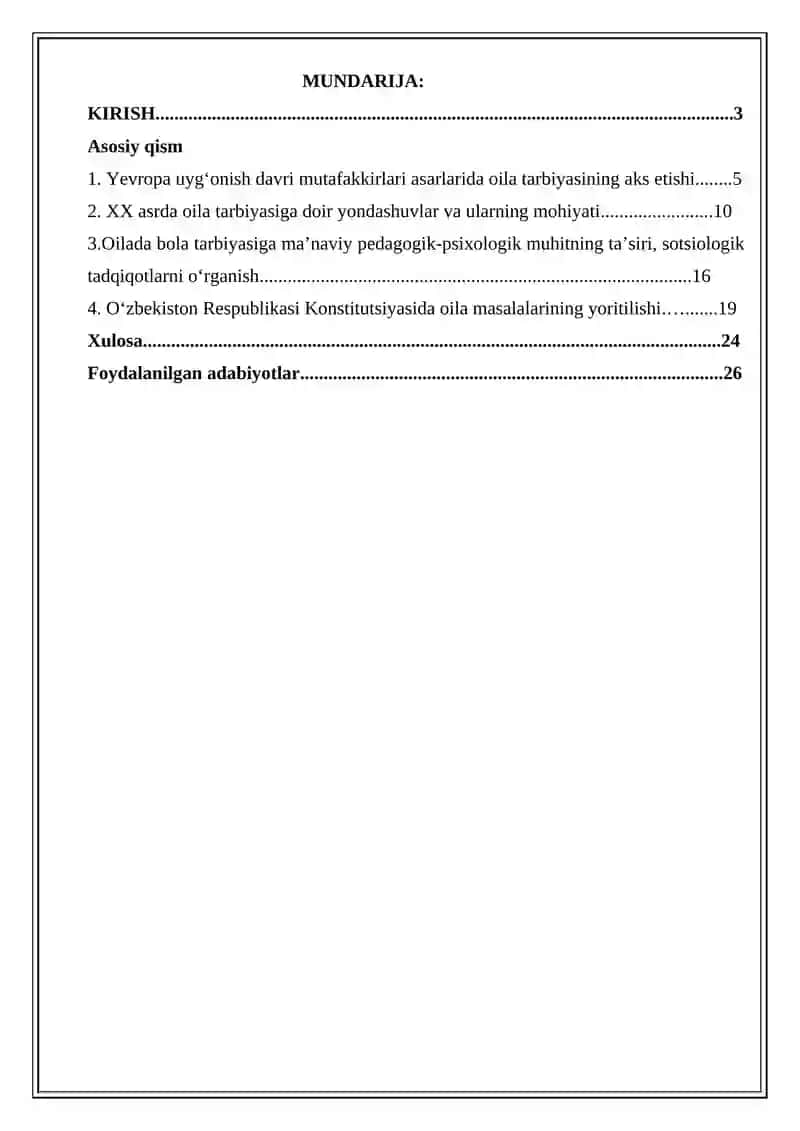 Sotsiologlarning oila va oilada bola tarbiyasi yuzasidan o‘tkazgan sotsiologik tadqiqotlarini o‘rganish va tahlil qilish 2