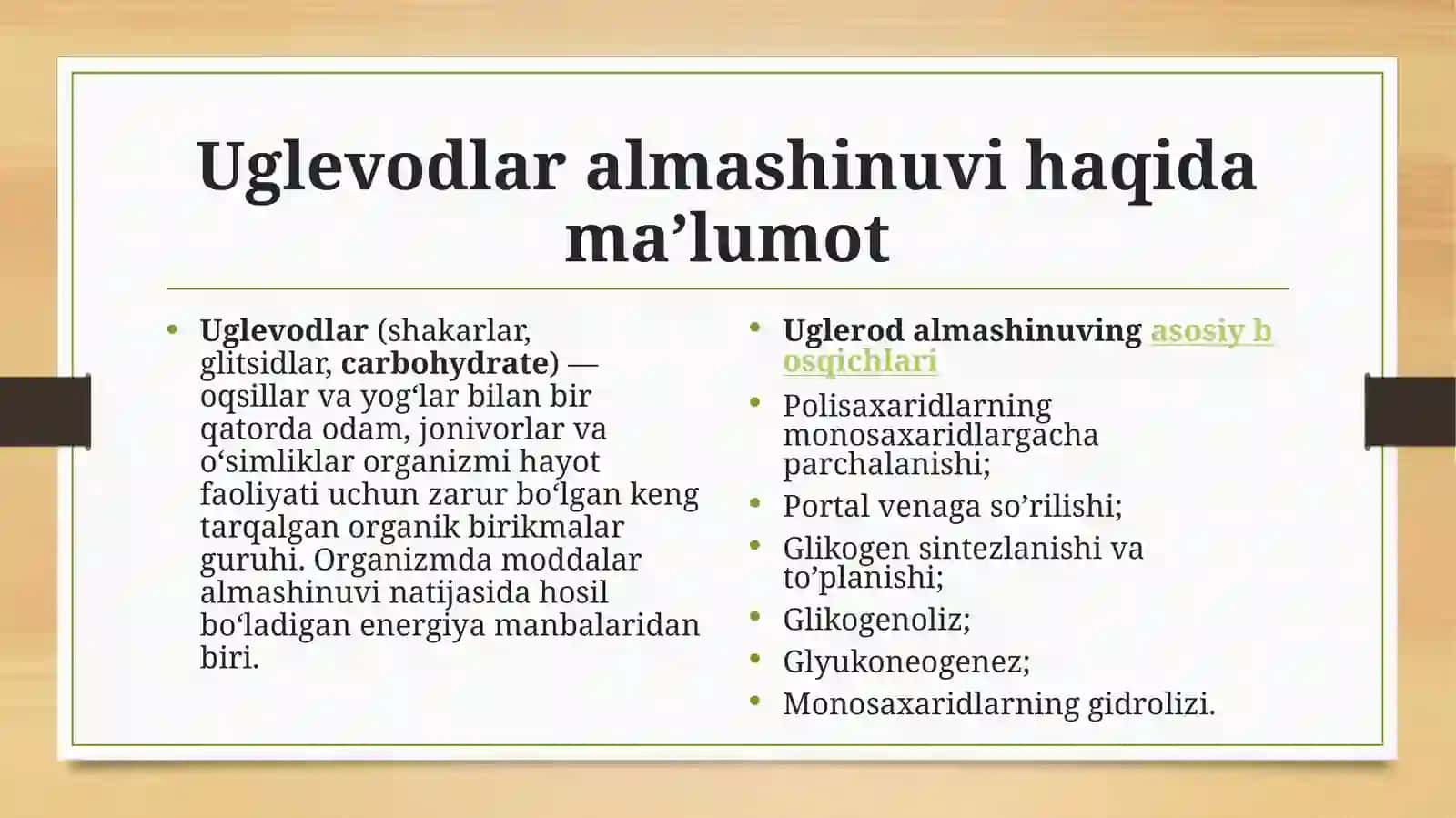 Uglevodlar Almashinuvi 2