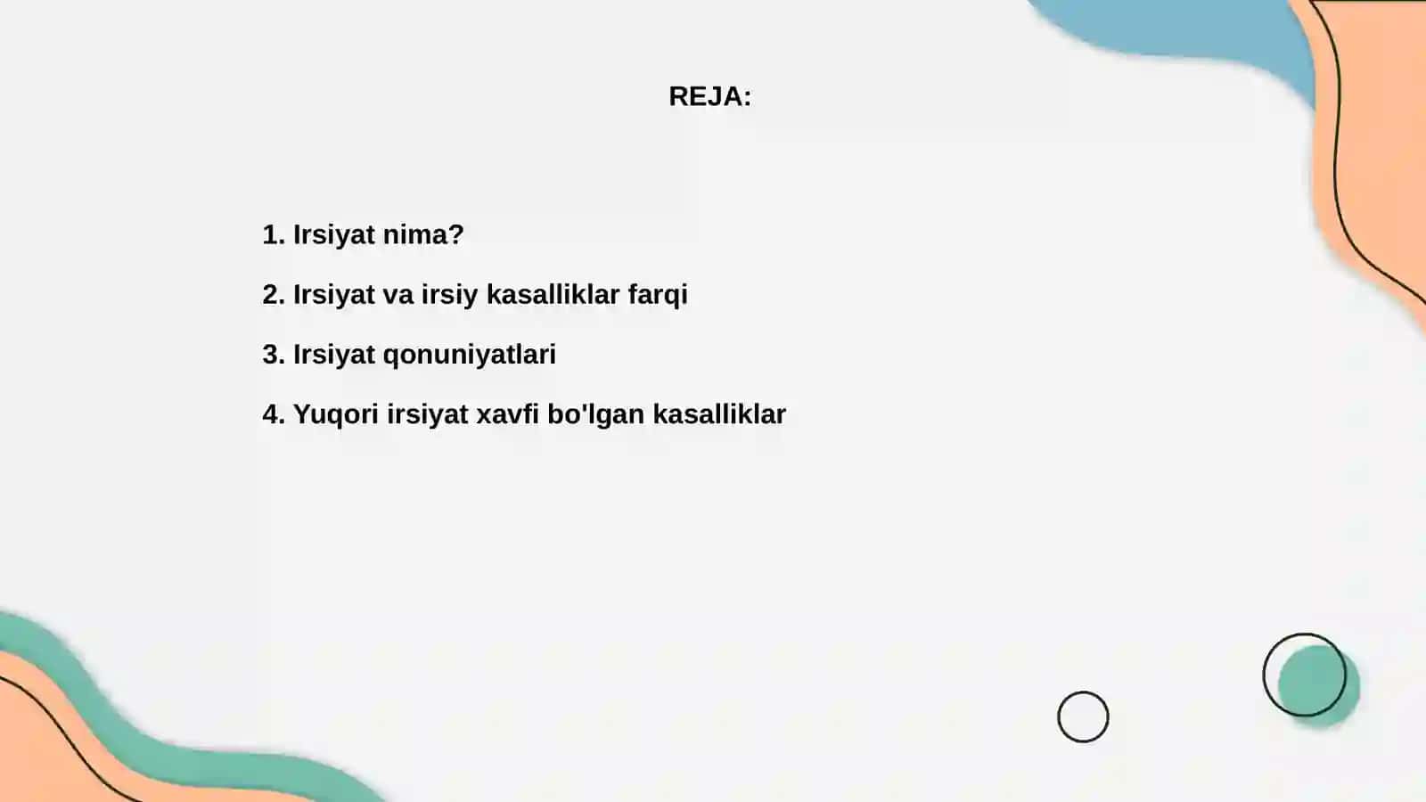 Irsiyat va irsiy kasalliklar 2