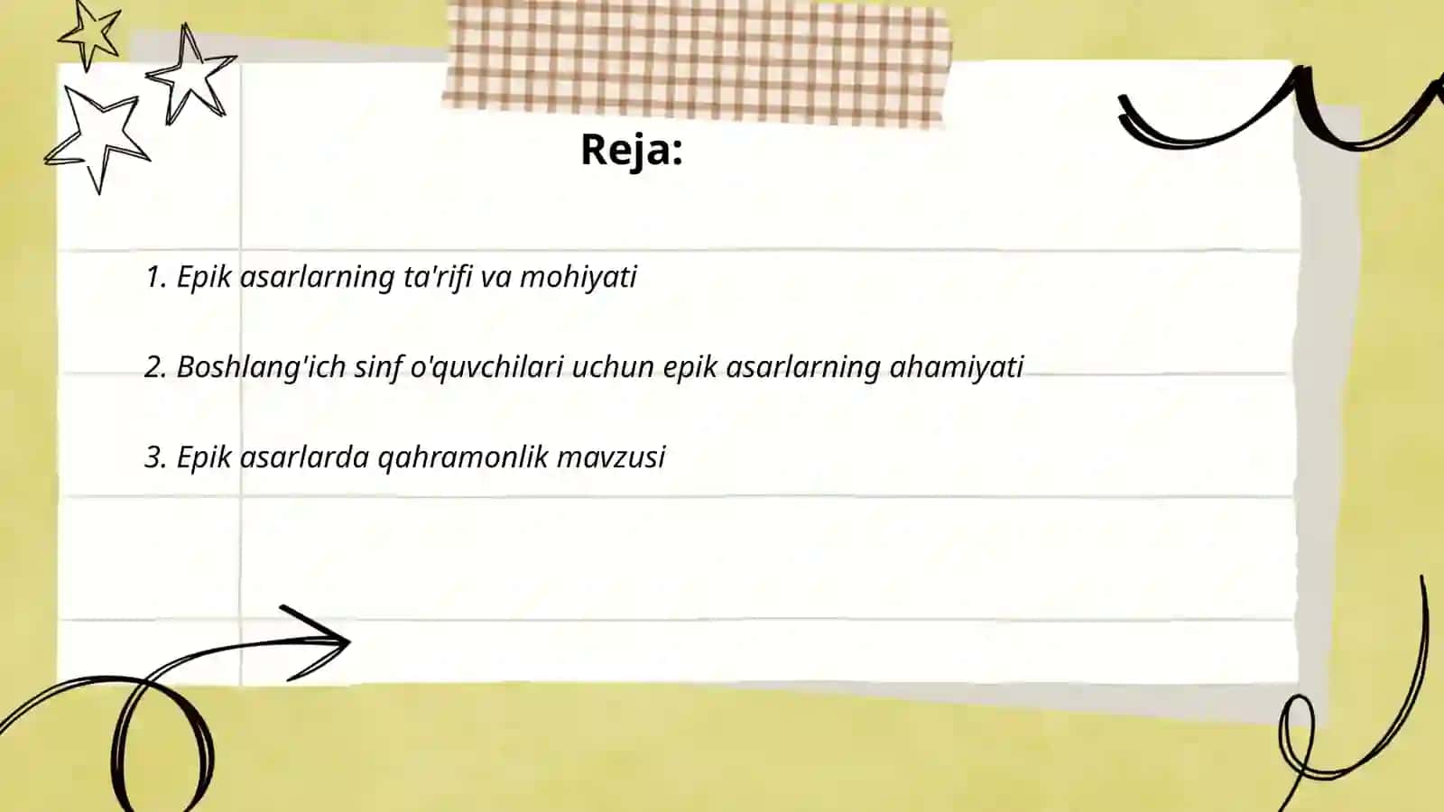 Epik asarlar ustida ishlash 2