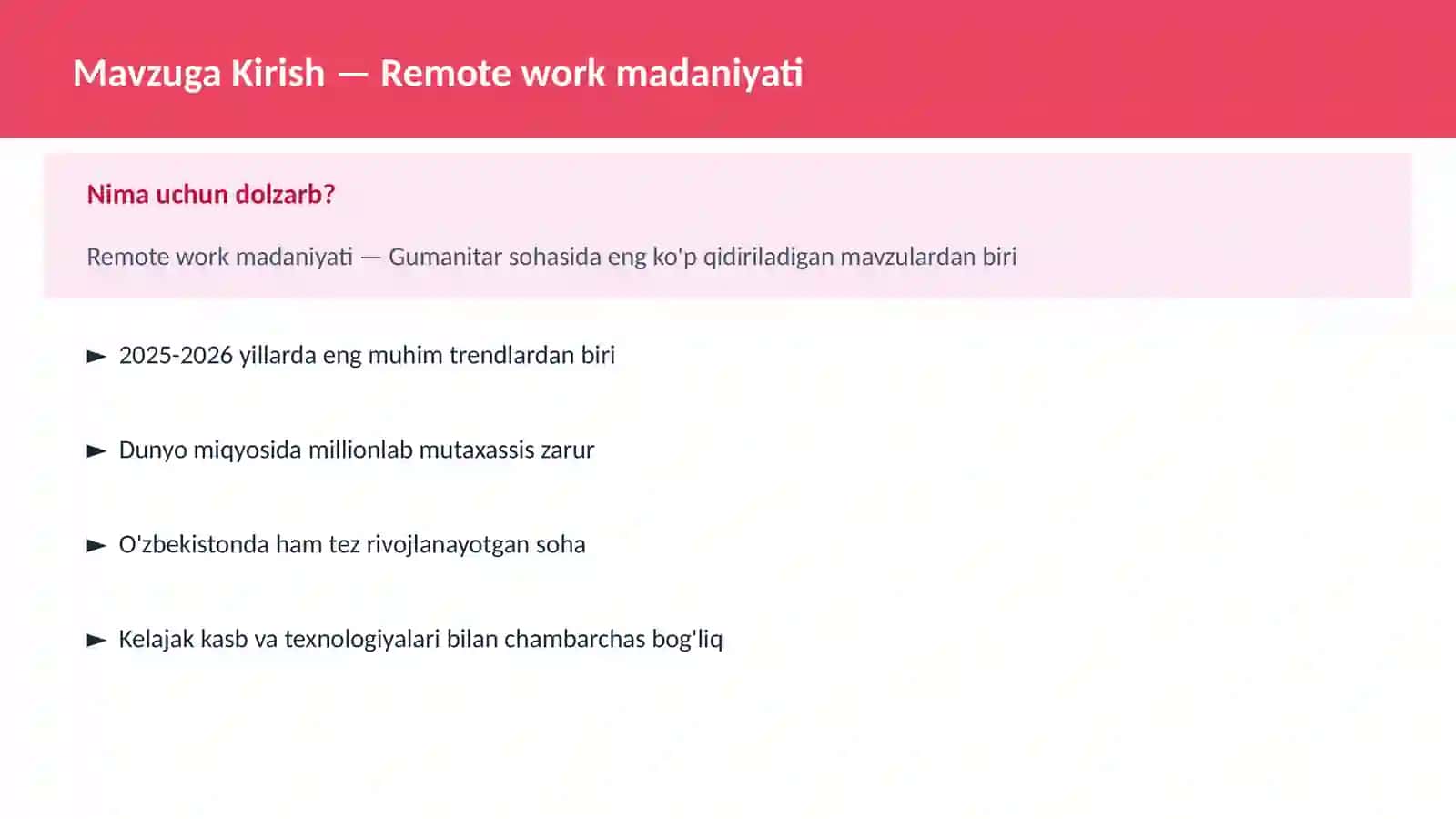 Remote work madaniyati 2