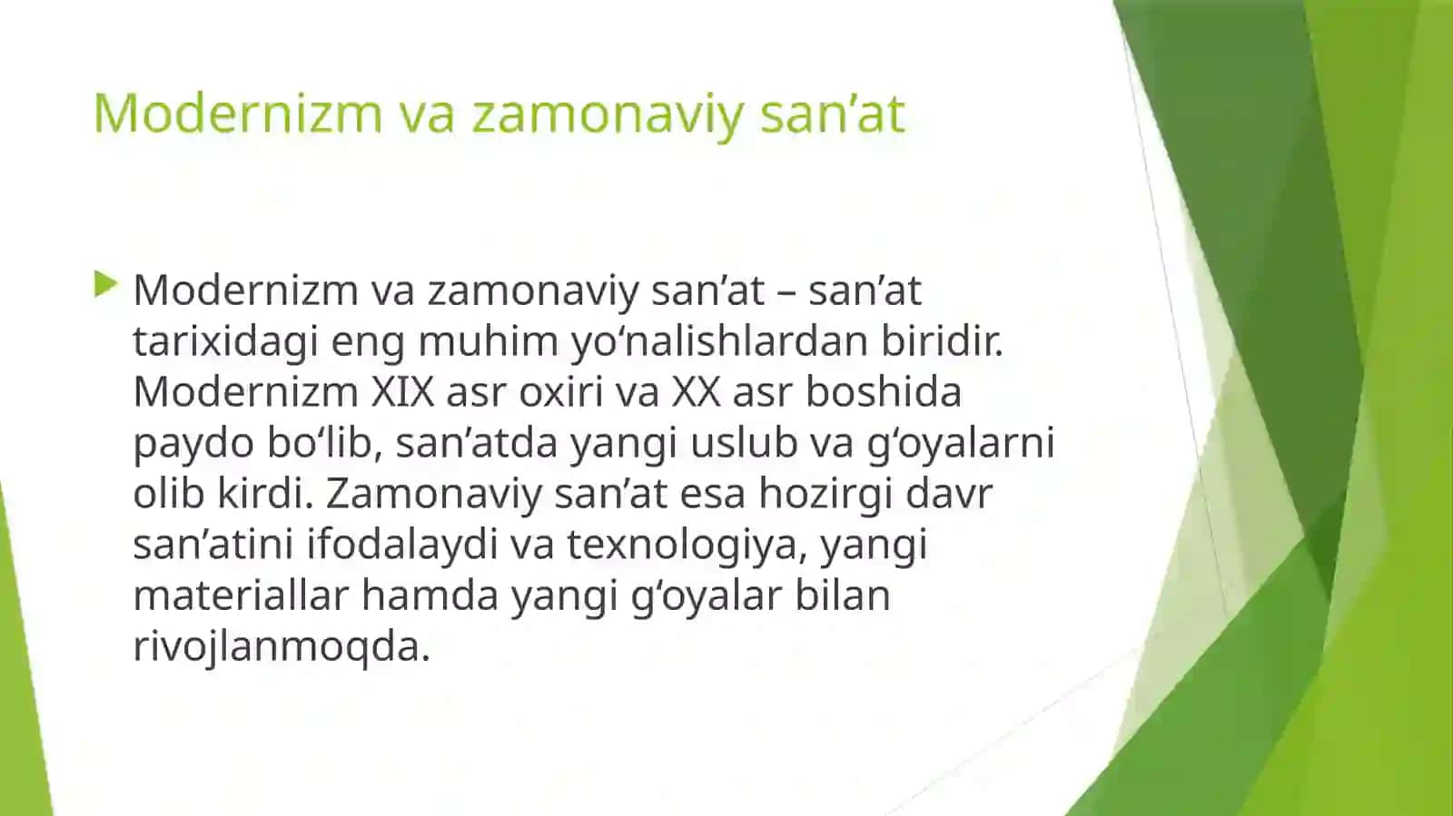 Moderizm va Zamonaviy san’at 2