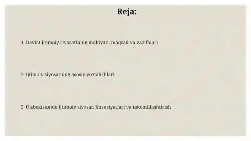 Davlatning ijtimoiy siyosati 2