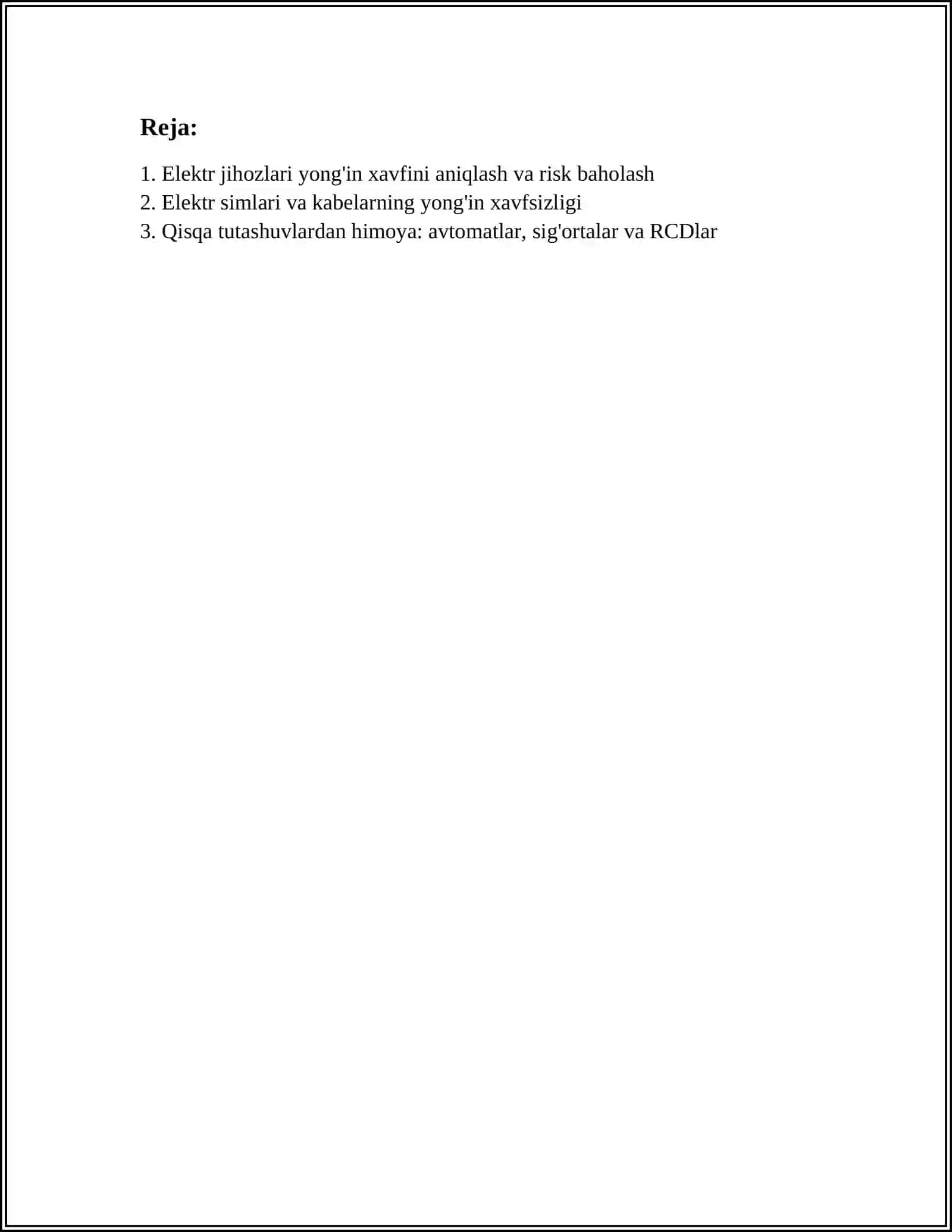 ELEKTR JIHOZLARI YONG'IN XAVFSIZLIGI 2