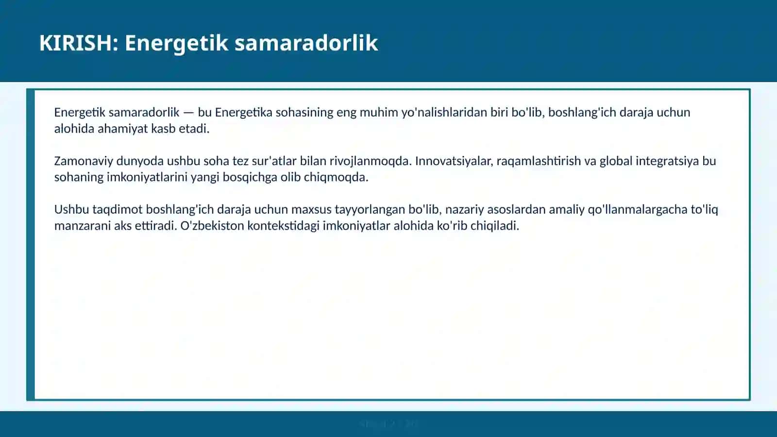 Energetik samaradorlik 2