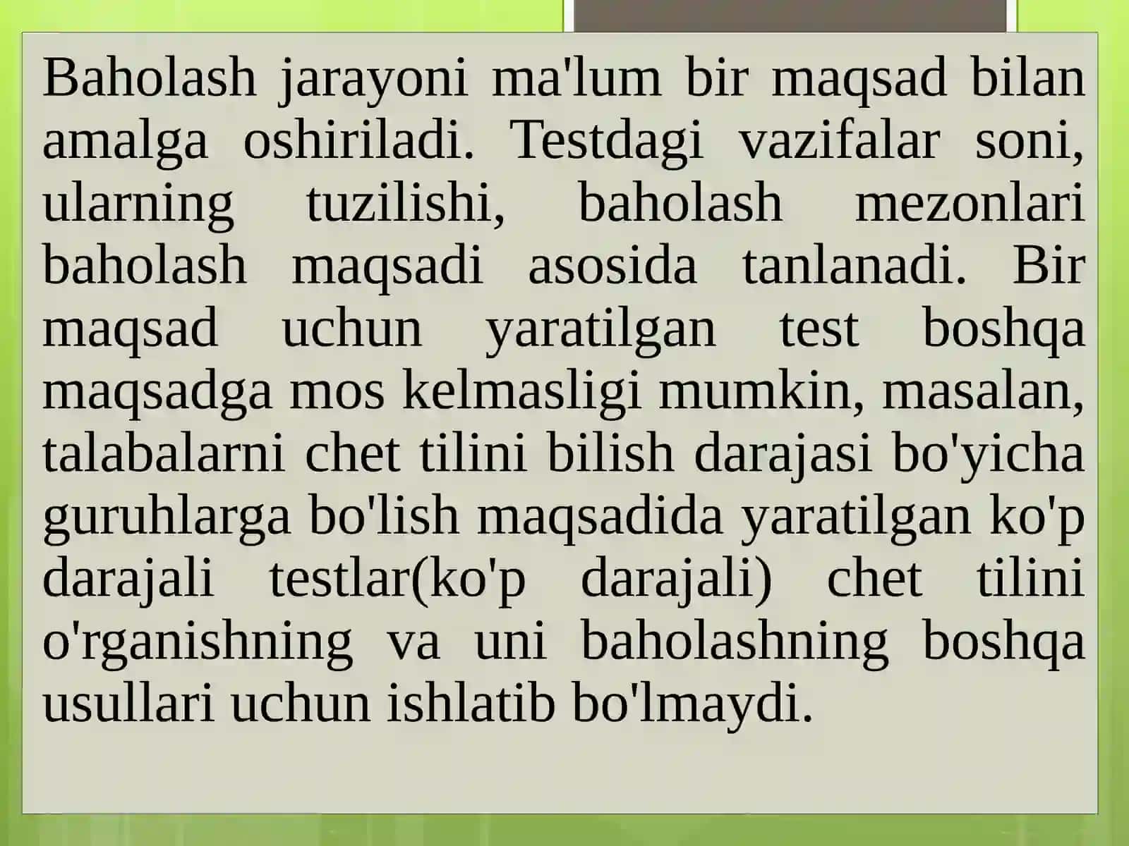Pedagogik testlarning tasnifi 2