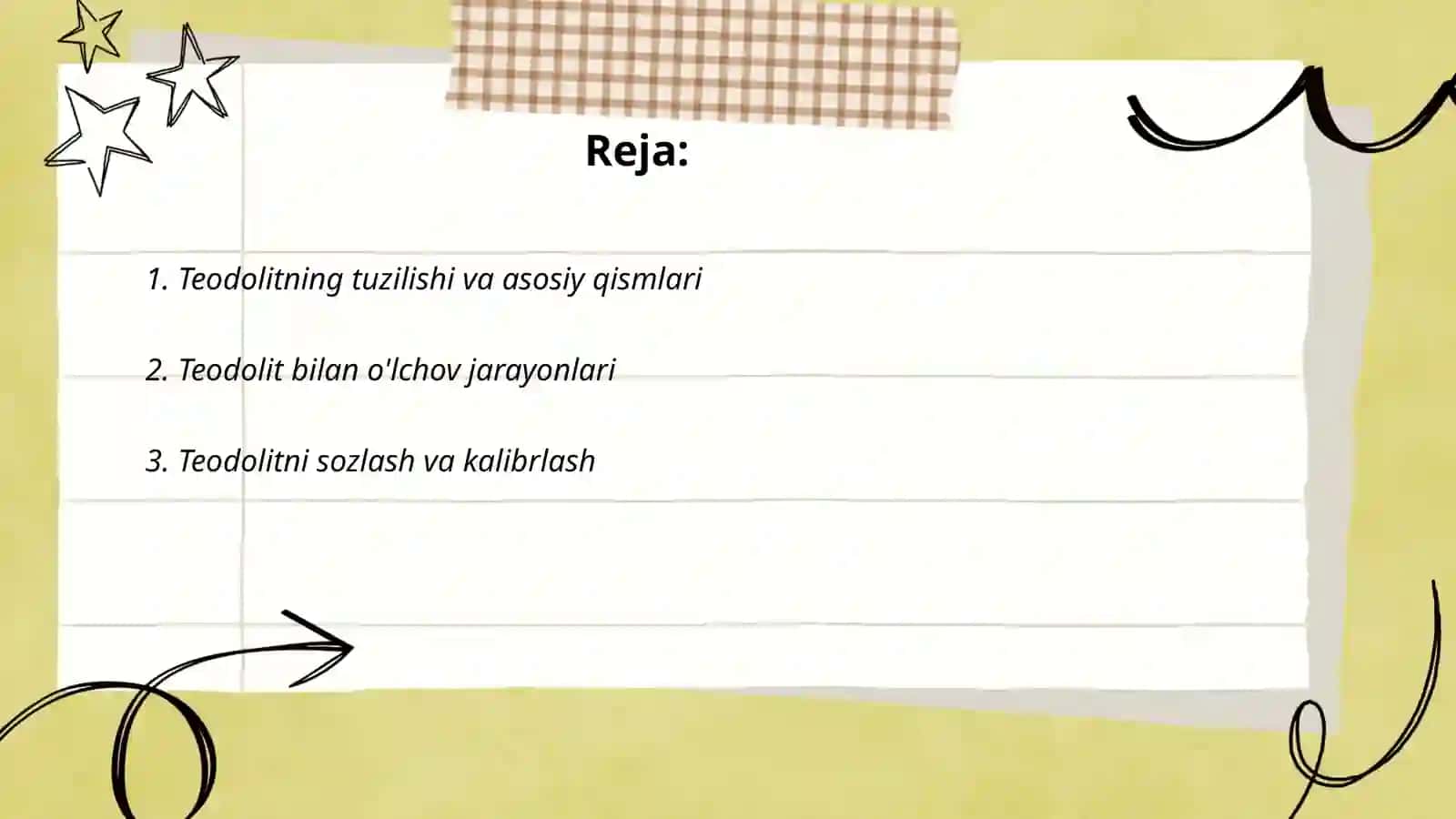 Teodolit asbobi bilan ishlash 2
