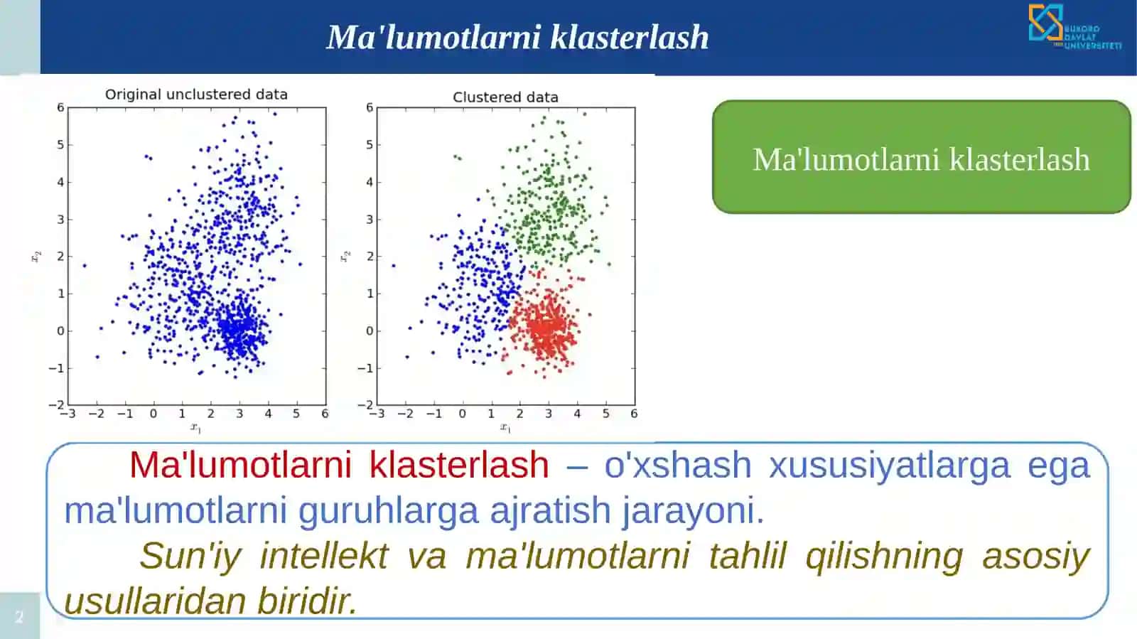 Ma'lumotlarni klasterlash 2