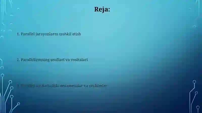 Parallel jarayonlarni tashkil etish 2