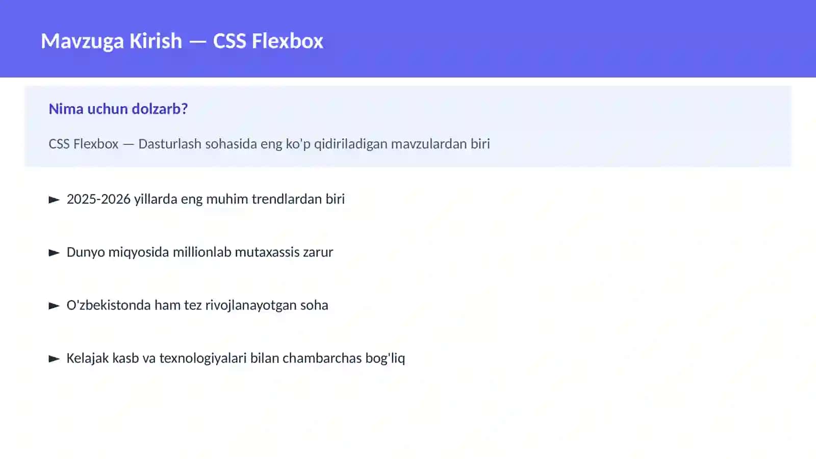 DASTURLASH | JAVASCRIPT VA WEB 2