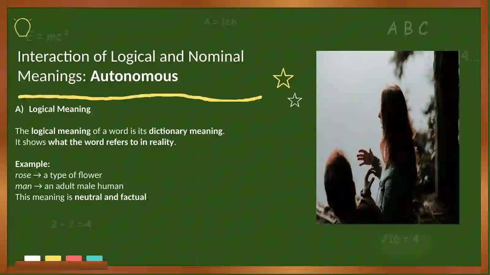 Interaction of Logical and Nominal Meanings 2
