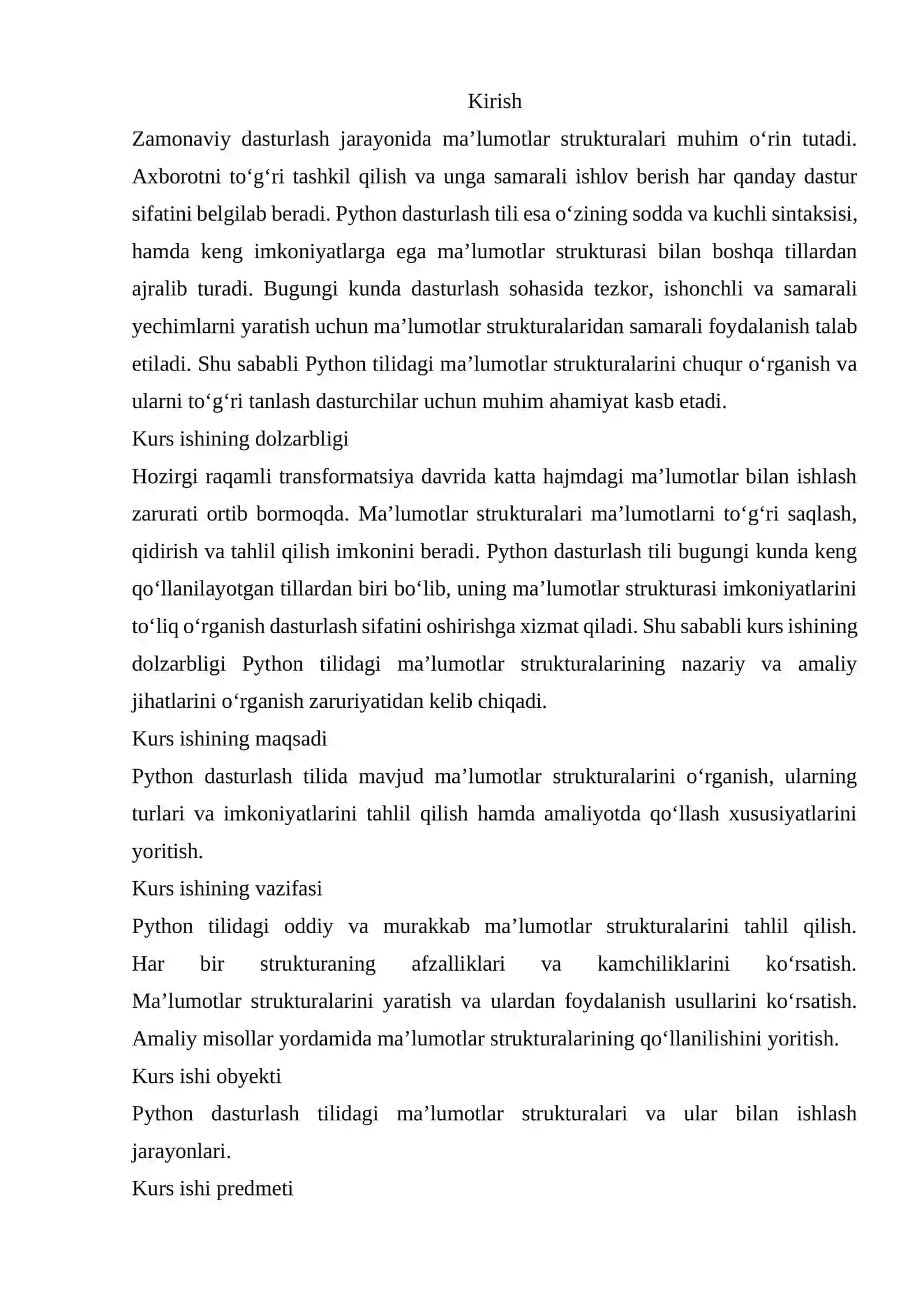 Ma’lumotlar strukturasi tushunchasi Python tilida 2