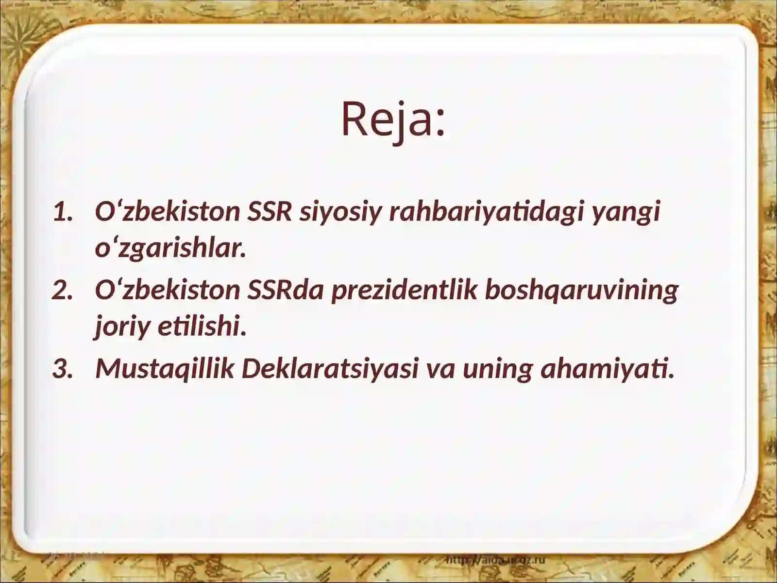 O‘zbekiston  mustaqillikka  erishish  ostonasida 2