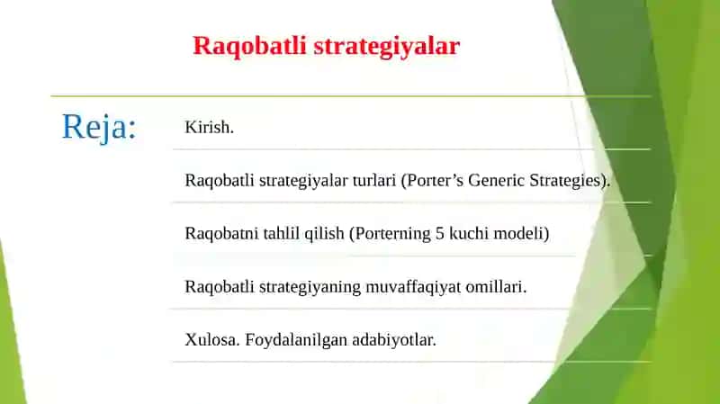 Raqobatli strategiyalar 2