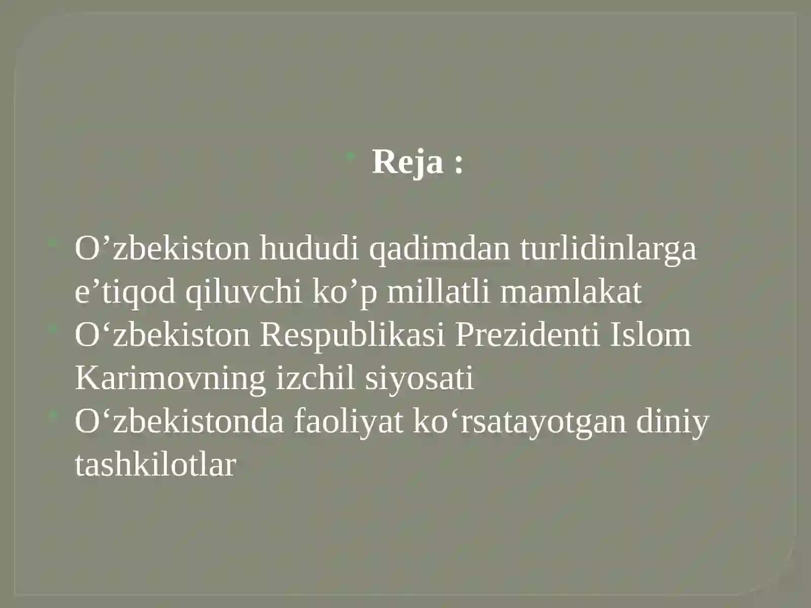 O‘zbekistonning diniy bag‘rikenglik borasidagi aholi 2