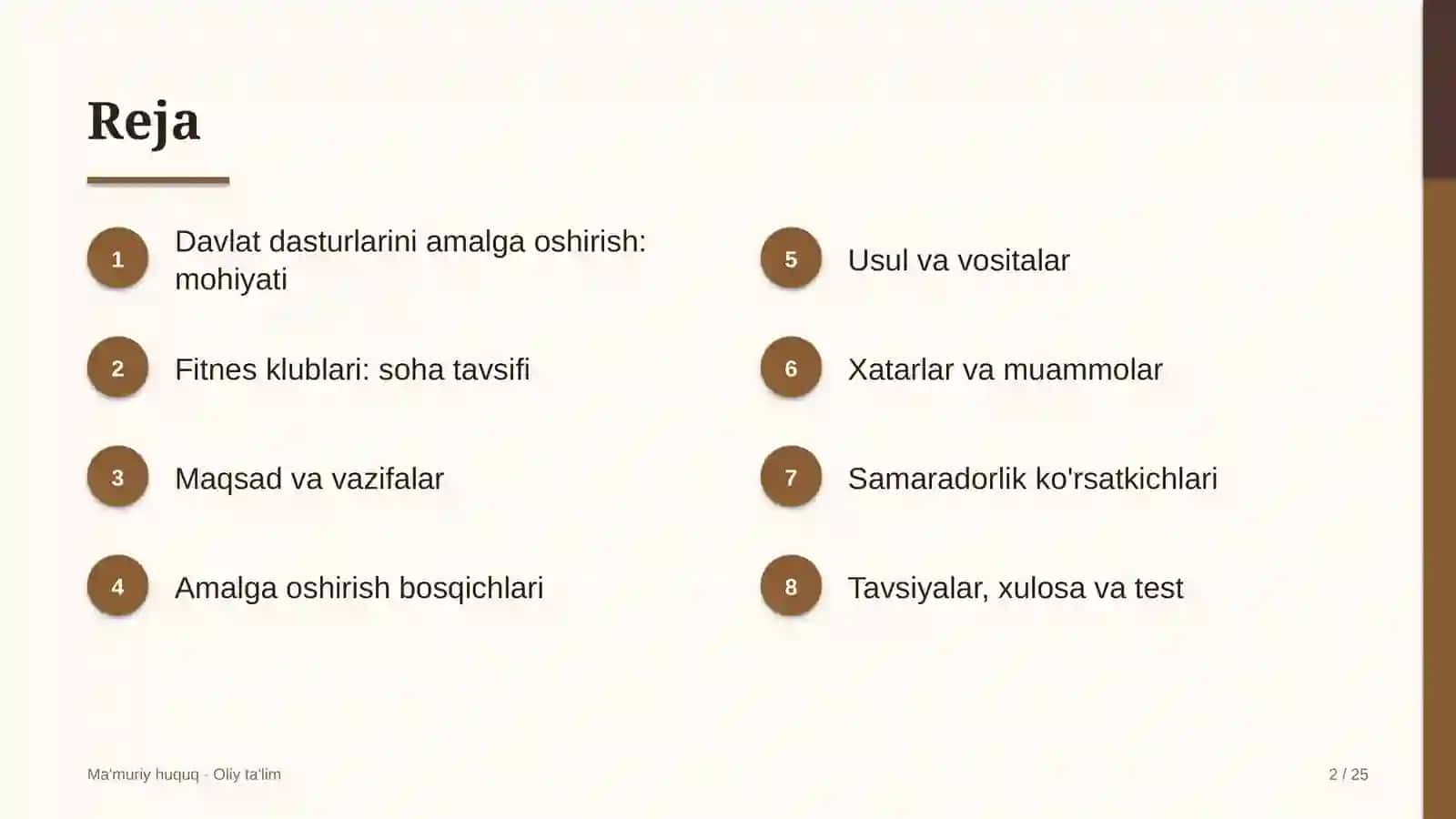 Fitnes klublarida davlat dasturlarini amalga oshirish 2