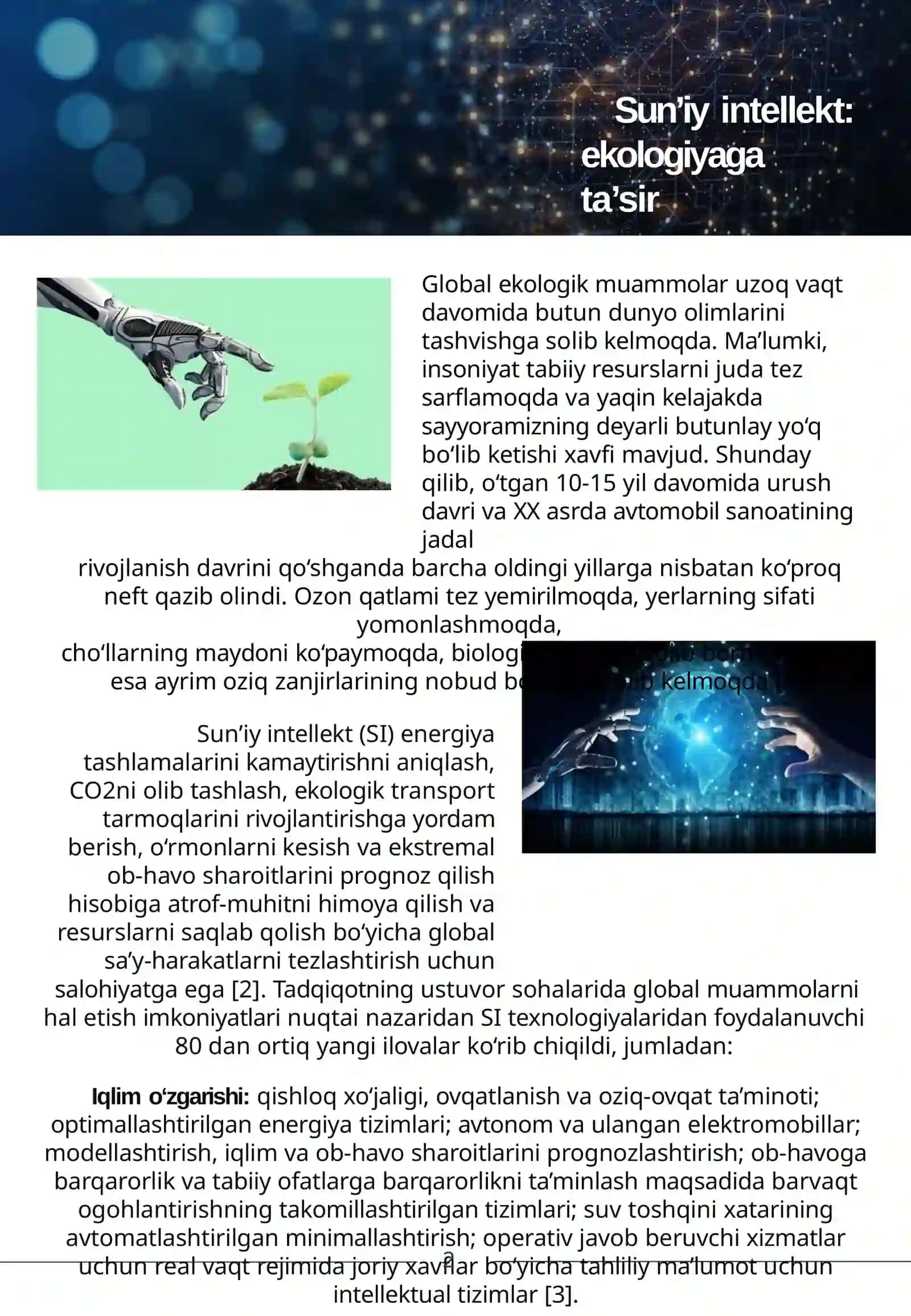 Sun’iy intellekt va Ekologiya 2