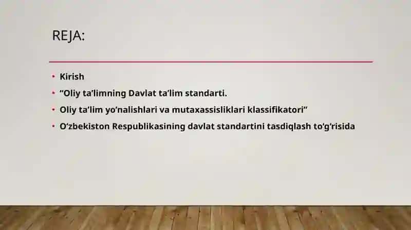 Oliy ta'limning Davlat ta'lim standarti 2