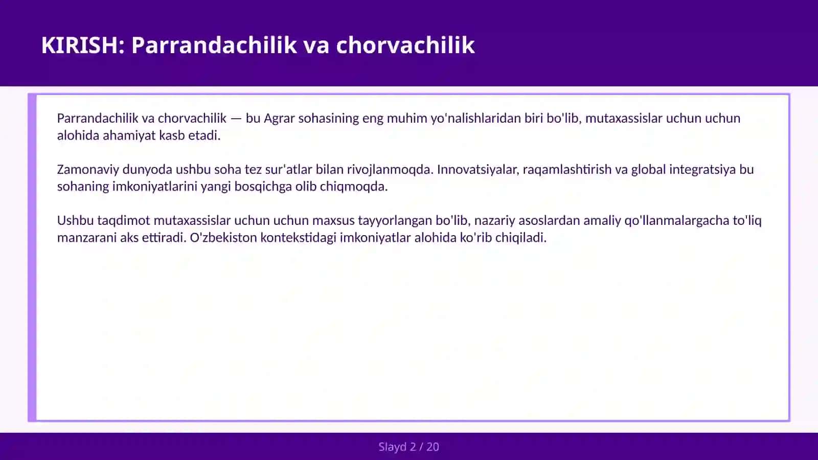 Parrandachilik va chorvachilik 2