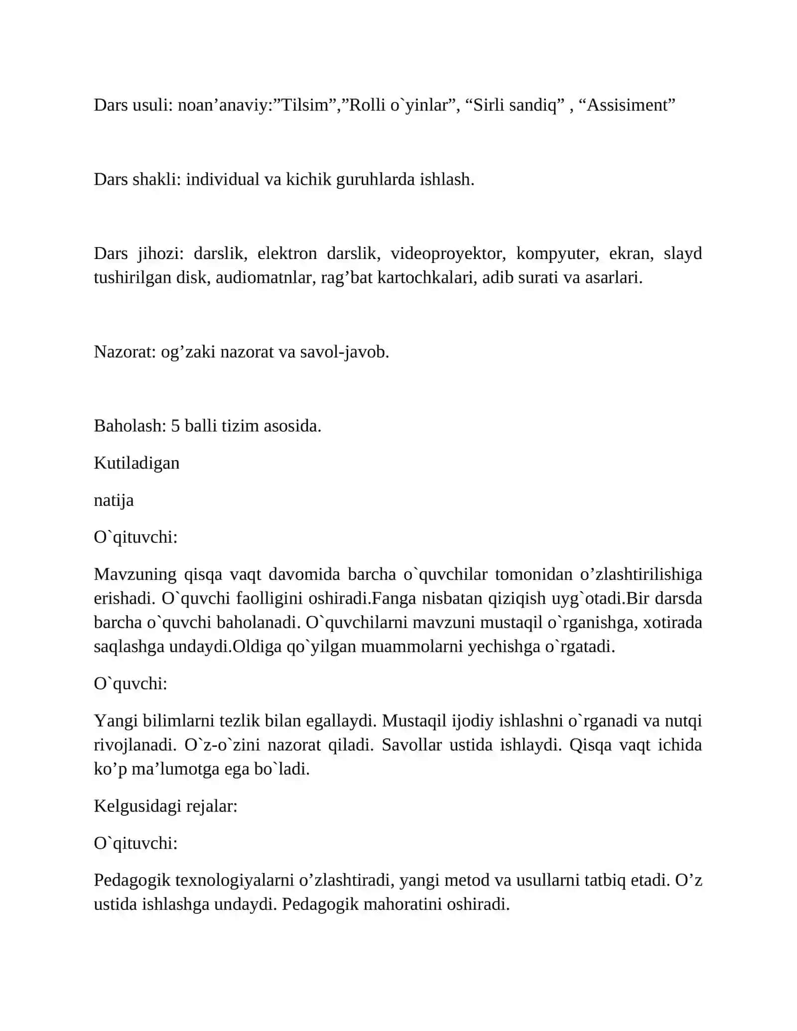 O`TKIR HOSHIMOVNING “DUNYONING ISHLARI” QISSASIDAN BERILGAN PARCHANI O`RGANISH 2