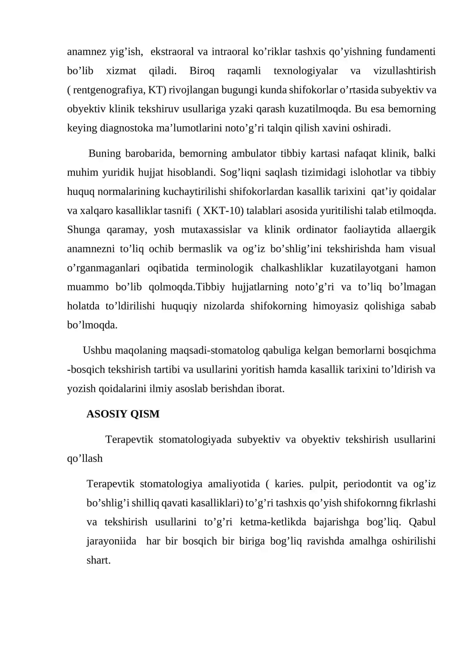 STOMATOLOGIK BEMORNI TEKSHIRISH USULLARI 2