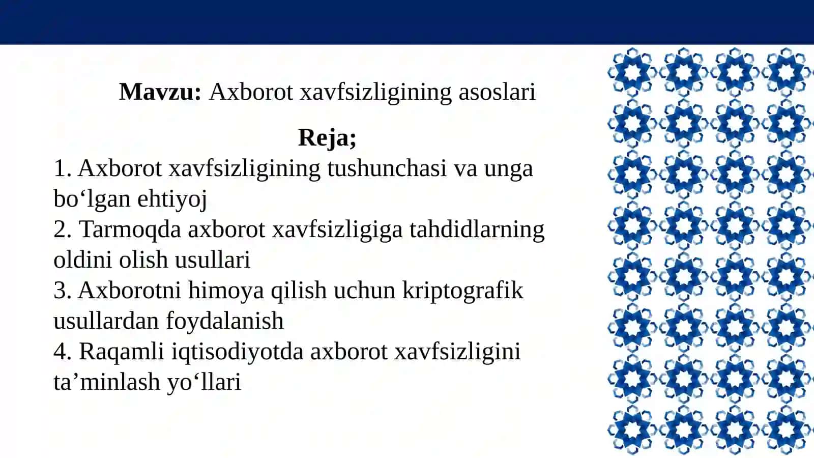 Axborot xavfsizligining asoslari 2