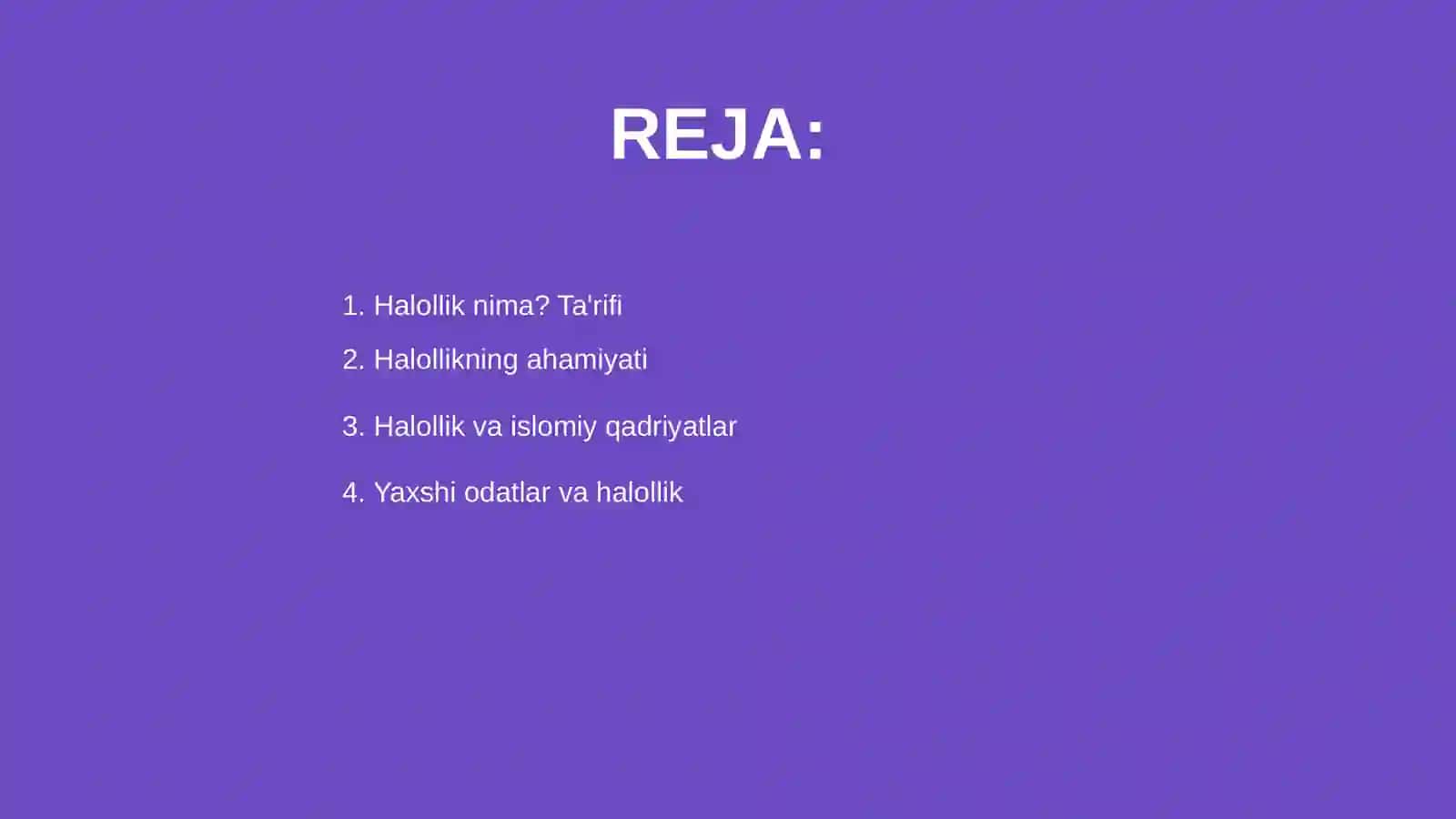 2-sinf Halollik fanidan slayd 2