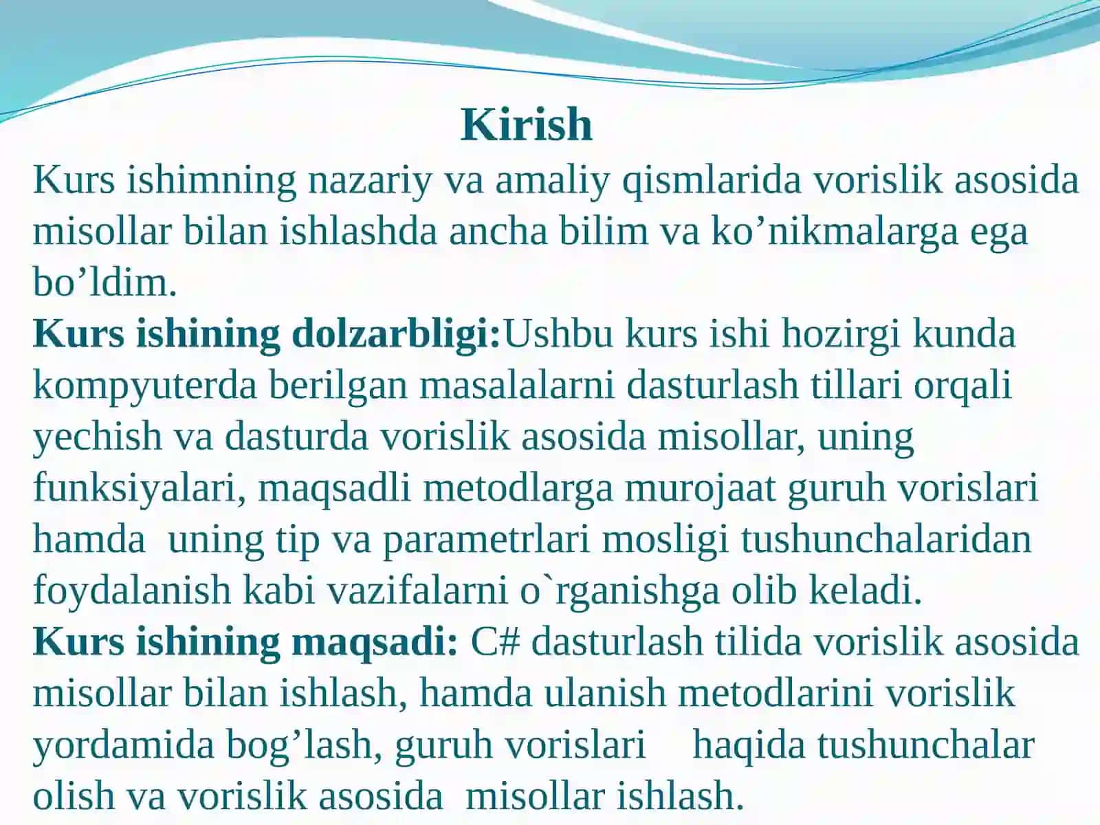 C#dasturlashtilidavorislikasosidamisollar 2