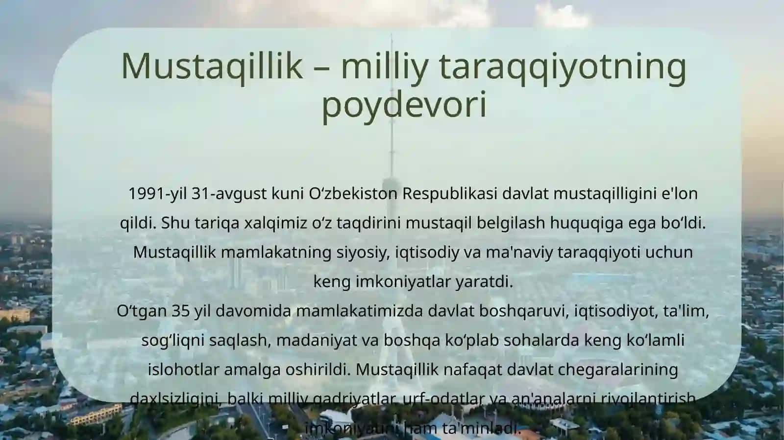 O'ZBEKISTON MUSTAQILLIGINING 35 YILLIGI 2