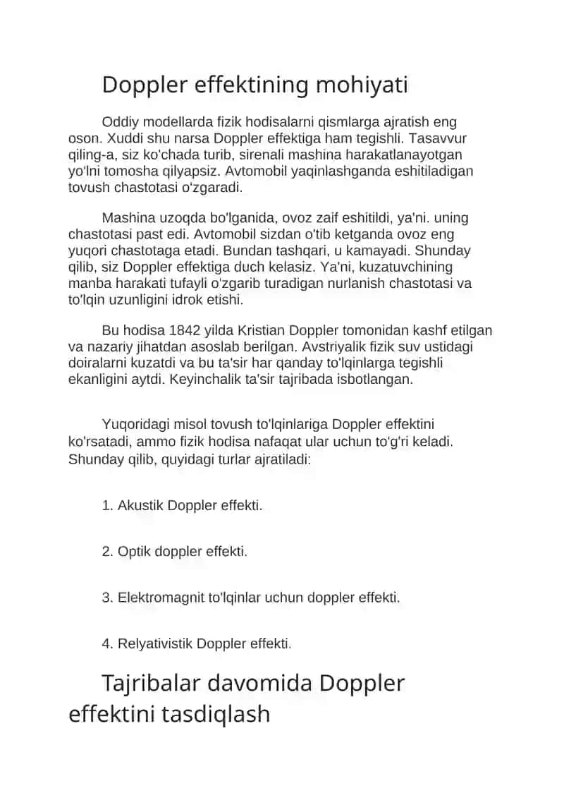 Dopller effekti: hodisaning mohiyati, ta'rifi, misollar 2