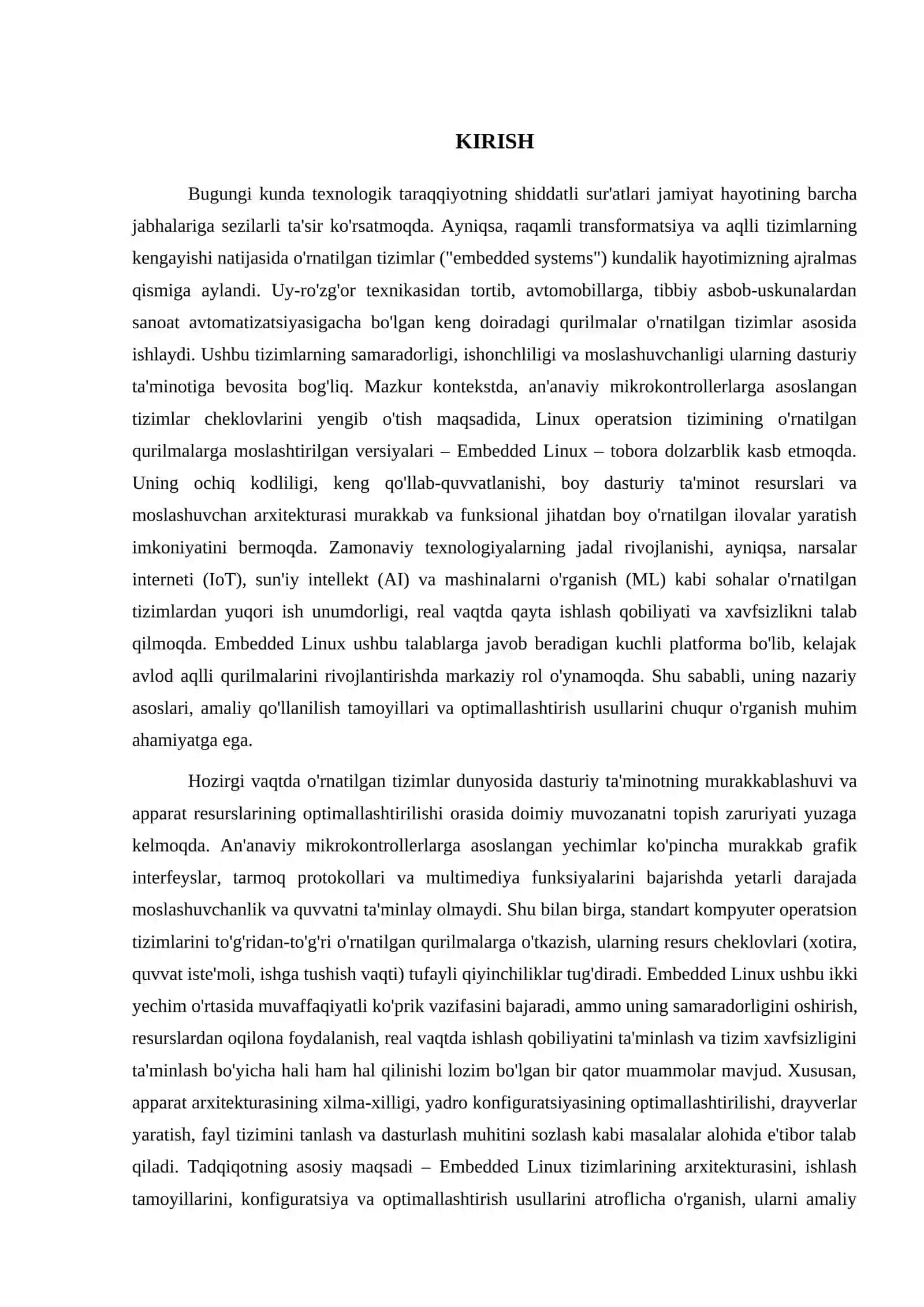 O'RNATILGAN OPERATSION TIZIMLAR (EMBEDDED LINUX) 2