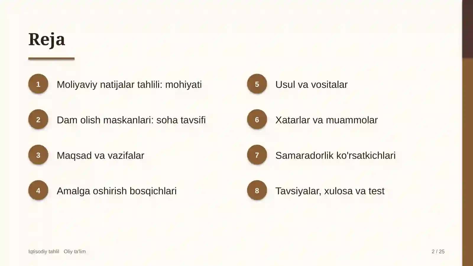 Dam olish maskanlarida moliyaviy natijalar tahlili 2