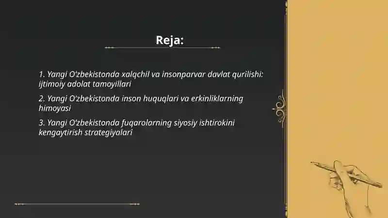 Yangi O‘zbekistonda xalqchil va insonparvar davlat qurishning ijtimoiy-siyosiy ahamiyati 2