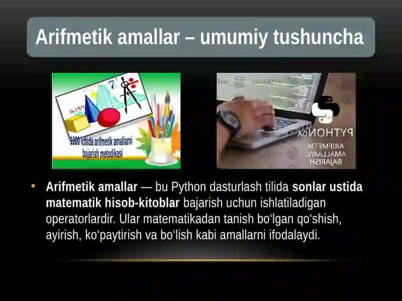 PYTHON DASTURLASH TILIDA ARFIMETIK AMALLAR 2