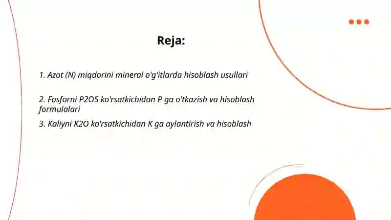 Meniral ugitlardagi ozuqa elementlarini hisoblash 2