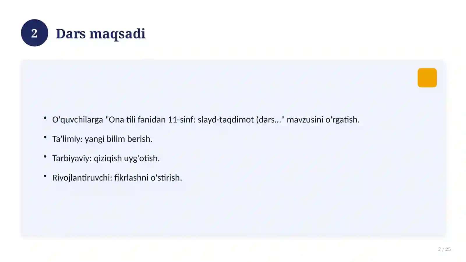 Ona tili fanidan 11-sinf: slayd-taqdimot (dars uchun) 2