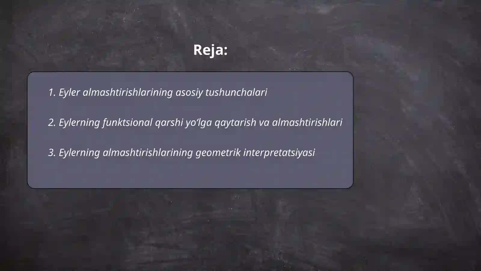 Eyler almashtirishlari 2