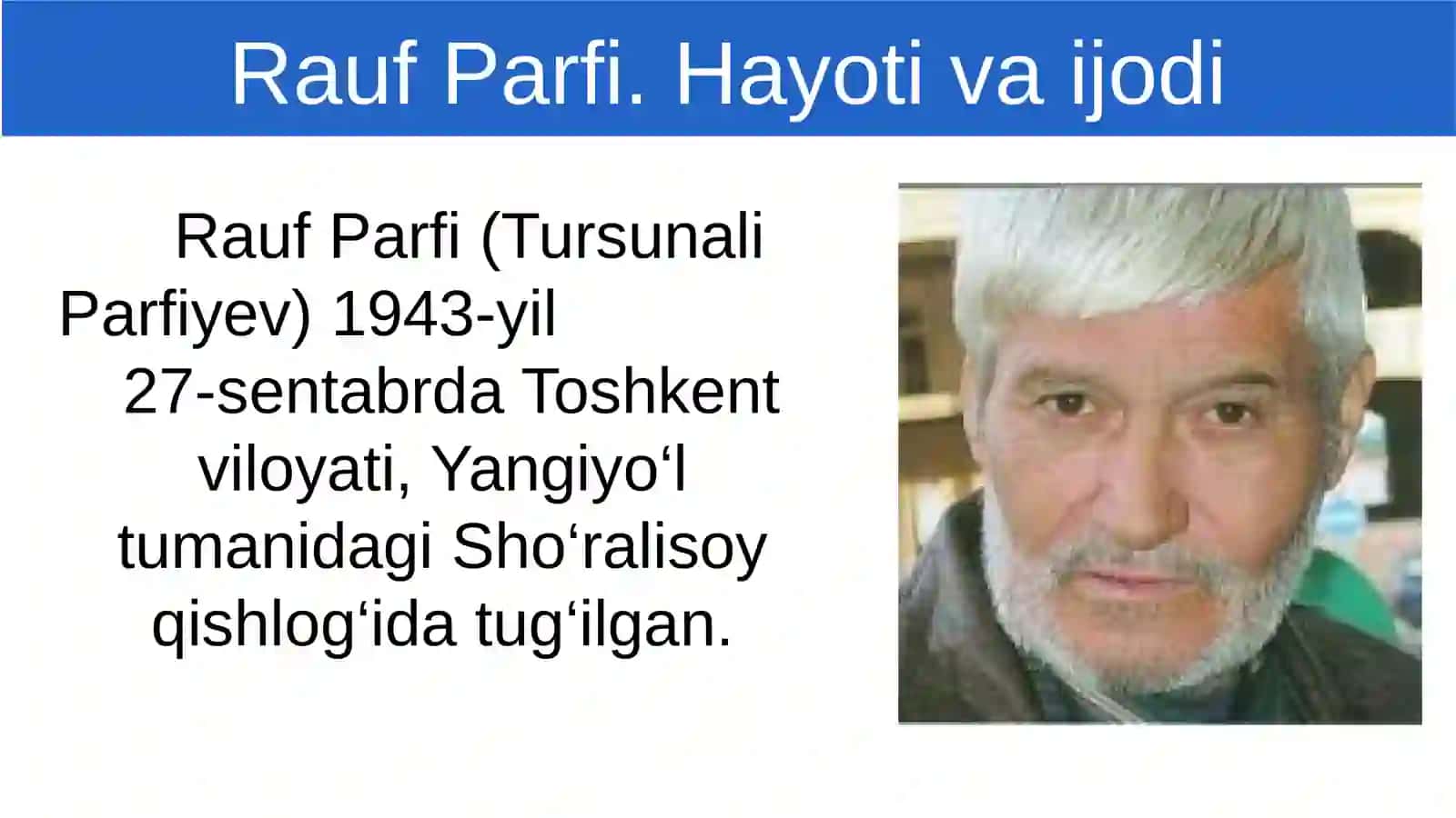 Rauf Parfining hayoti va ijodi 2
