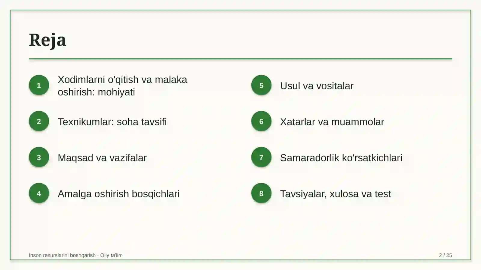 Texnikumlarda xodimlarni o'qitish va malakasini oshirish 2