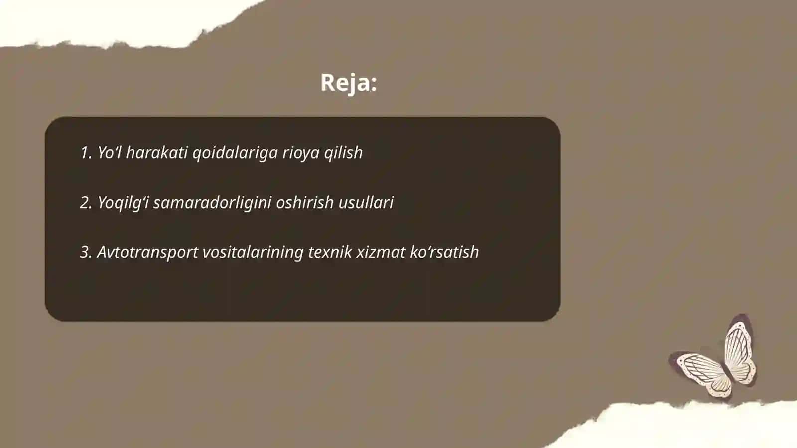 Yoqilg'i tejash va avtotransport xavfsizligini ta'minlash metodologiyasi 2